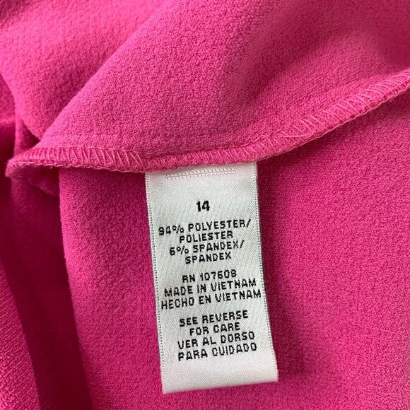Karin Stevens Cap Sleeves Fit Flare Skater Dress Jersey Stretchy Size 14 Pink - Picture 16 of 16